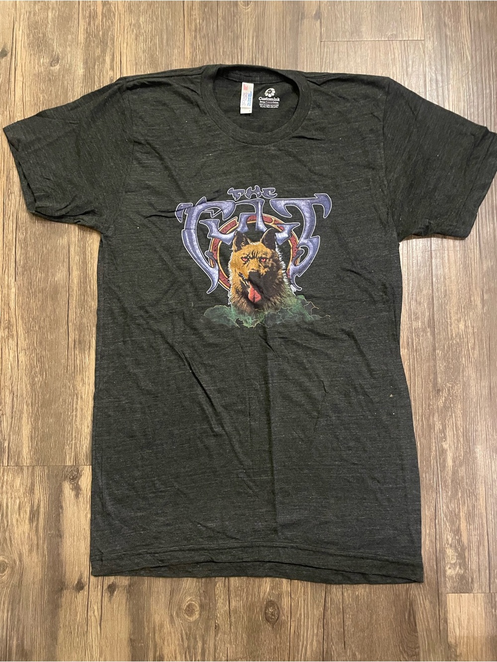 Vintage Black Graphic Band Tee with Wolf Print